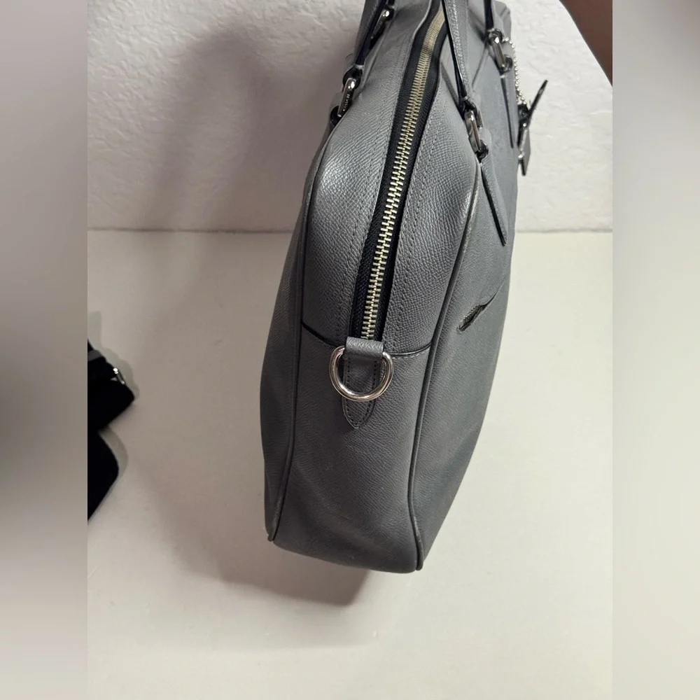 Coach Kennedy Briefcase Grey Saffiano Leather